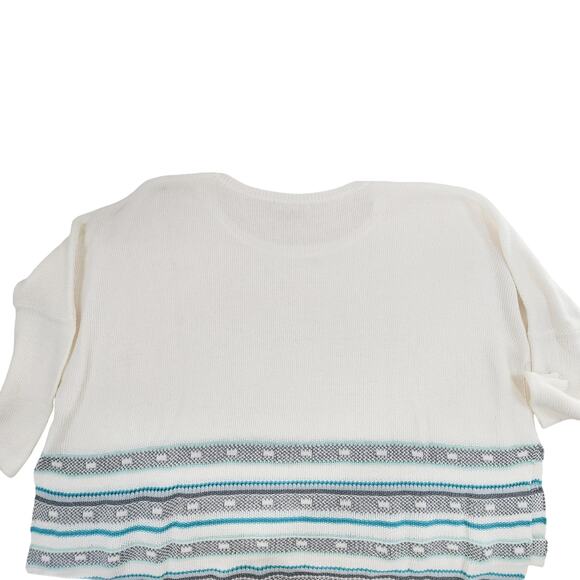 Lovestitch Women’s Knit Sweater Long Sleeve Small/Medium Geometric Stripe White - Picture 2 of 9